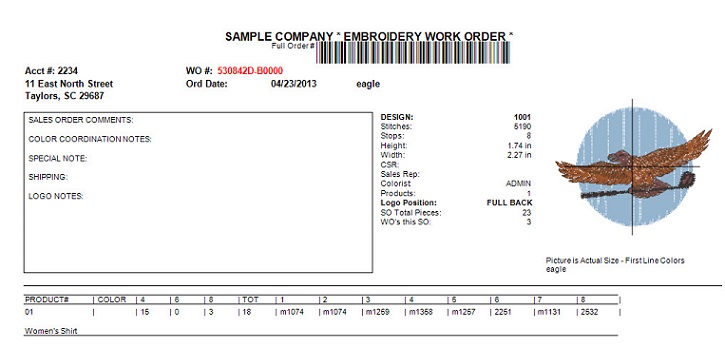 Printed work order